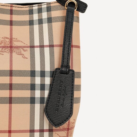 Burberry Small Lorne Haymarket Check Leather-Trim Bucket Bag - Picture 8 of 13